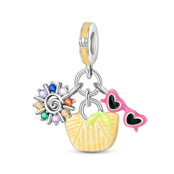 Cocktail Bag Charm Beads Diy Accessories Bracelet Copper Silver Plated Dripping Oil Style For Women