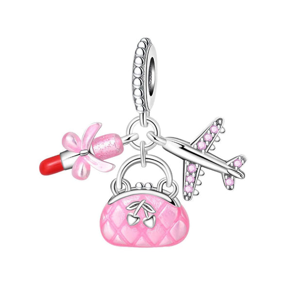 Cocktail Bag Charm Beads Diy Accessories Bracelet Copper Silver Plated Dripping Oil Style For Women