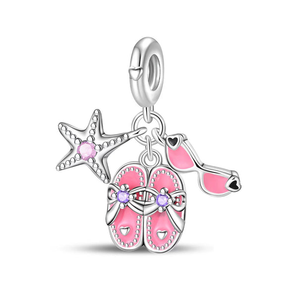 Cocktail Bag Charm Beads Diy Accessories Bracelet Copper Silver Plated Dripping Oil Style For Women