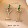 Cocktail Glass Shaped Women's Earrings With Olive Accents Geometric Electroplated Zinc Alloy Jewelry