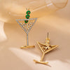 Cocktail Glass Shaped Women's Earrings With Olive Accents Geometric Electroplated Zinc Alloy Jewelry