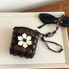 Coconut Shell Handwoven Geometric Crossbody Mini Bag With Wooden Beads And Clavicle Chain For Women
