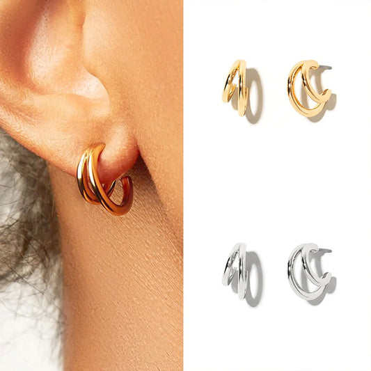 Hot Sale In Europe And America Sterling Silver Needle Mosquito Coil Double Layer Temperament Stud Earrings Simple Cold Style Female Ear Ring Ear Rings