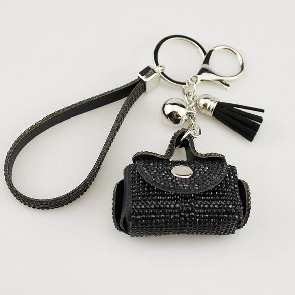 Coin Purse Headphone Bag Pill Bag Keychain With Diamond Pendant
