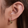 Cold Retro Geometric Smooth Oval U Shaped Sterling Silver Earrings For Women With Diamond Inlay