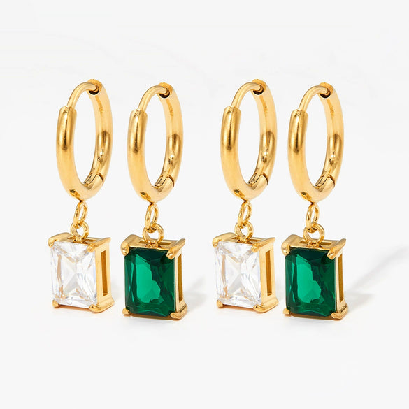 Cold Style Geometric Simple Compact Gold Stainless Steel Zircon Earrings For Women With Electroplating