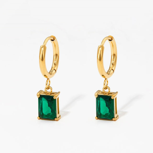 Cold Style Geometric Simple Compact Gold Stainless Steel Zircon Earrings For Women With Electroplating
