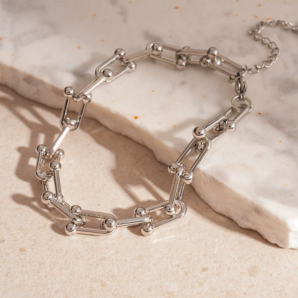 Cold Style Horseshoe Buckle Chain Bracelet Alloy Electroplated Geometric