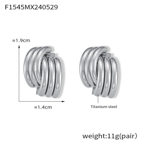 Cold Style Multilayer Cross Titanium Steel Geometric Earrings With Electroplating