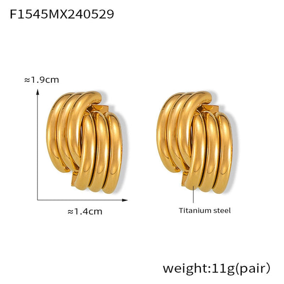 Cold Style Multilayer Cross Titanium Steel Geometric Earrings With Electroplating