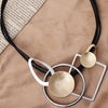 Color Contrast Geometric Interlaced Pendant Long Necklace In Electroplated Zinc Alloy With Matte Metal Finish