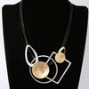 Color Contrast Geometric Interlaced Pendant Long Necklace In Electroplated Zinc Alloy With Matte Metal Finish