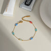 Color Crystal Chain Necklace Bracelet Suit Stainless Steel Jewelry For Women With Cylindrical Pattern And Pvd Furnace Vacuum Real Gold Plating