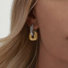 Color Matching Earrings Stainless Steel Geometric Electroplated Jewelry For Women