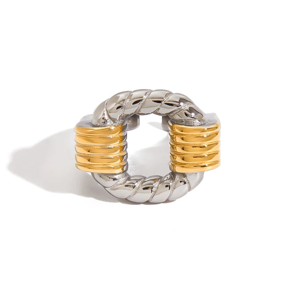 Color Matching Ring Titanium Steel Non Fading Women's Jewelry With Geometric Shape And Electroplating Process