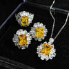 Color Treasure Set  Yellow Diamond Topaz Blue Argyle Pink Square Diamond Ring Earrings Pendant