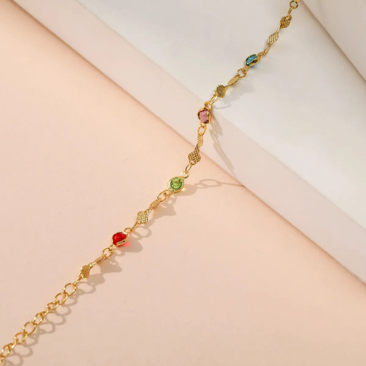 Color Zircon Adjustable Gold-Plated Anklet Wholesale Nihaojewelry