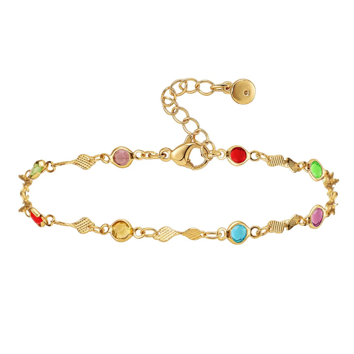 Color Zircon Adjustable Gold-Plated Anklet Wholesale Nihaojewelry