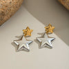 Colorblocked Gold Fivepointed Star Women's Stainless Steel Earrings With Electroplating