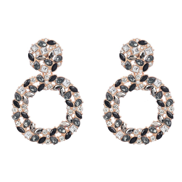 Colored Diamond Earrings Alloy Geometric Style Trendy Women's Multi Layer Exaggerated