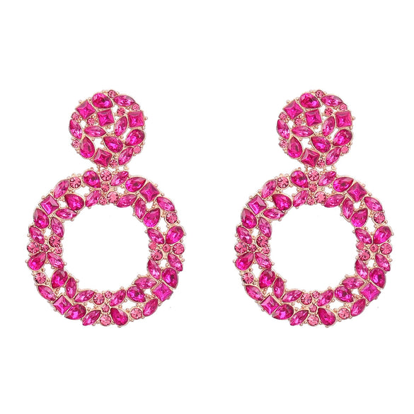Colored Diamond Earrings Alloy Geometric Style Trendy Women's Multi Layer Exaggerated