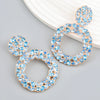 Colored Diamond Earrings Alloy Geometric Style Trendy Women's Multi Layer Exaggerated