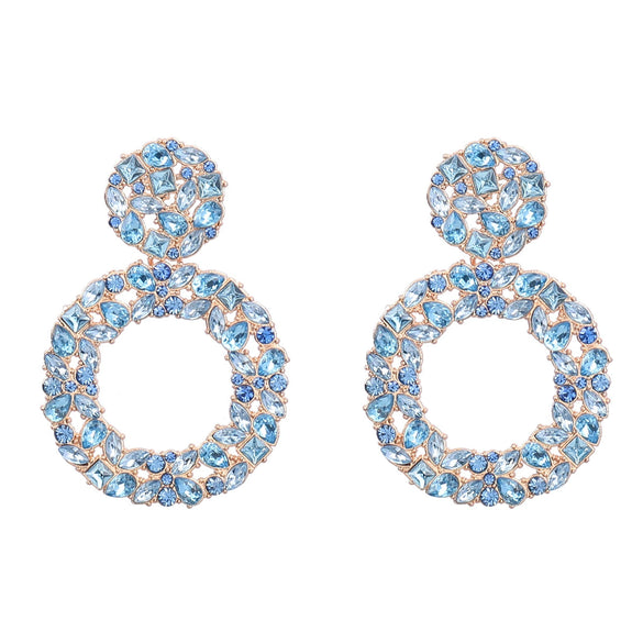 Colored Diamond Earrings Alloy Geometric Style Trendy Women's Multi Layer Exaggerated
