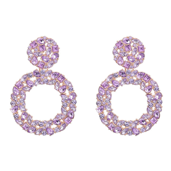 Colored Diamond Earrings Alloy Geometric Style Trendy Women's Multi Layer Exaggerated