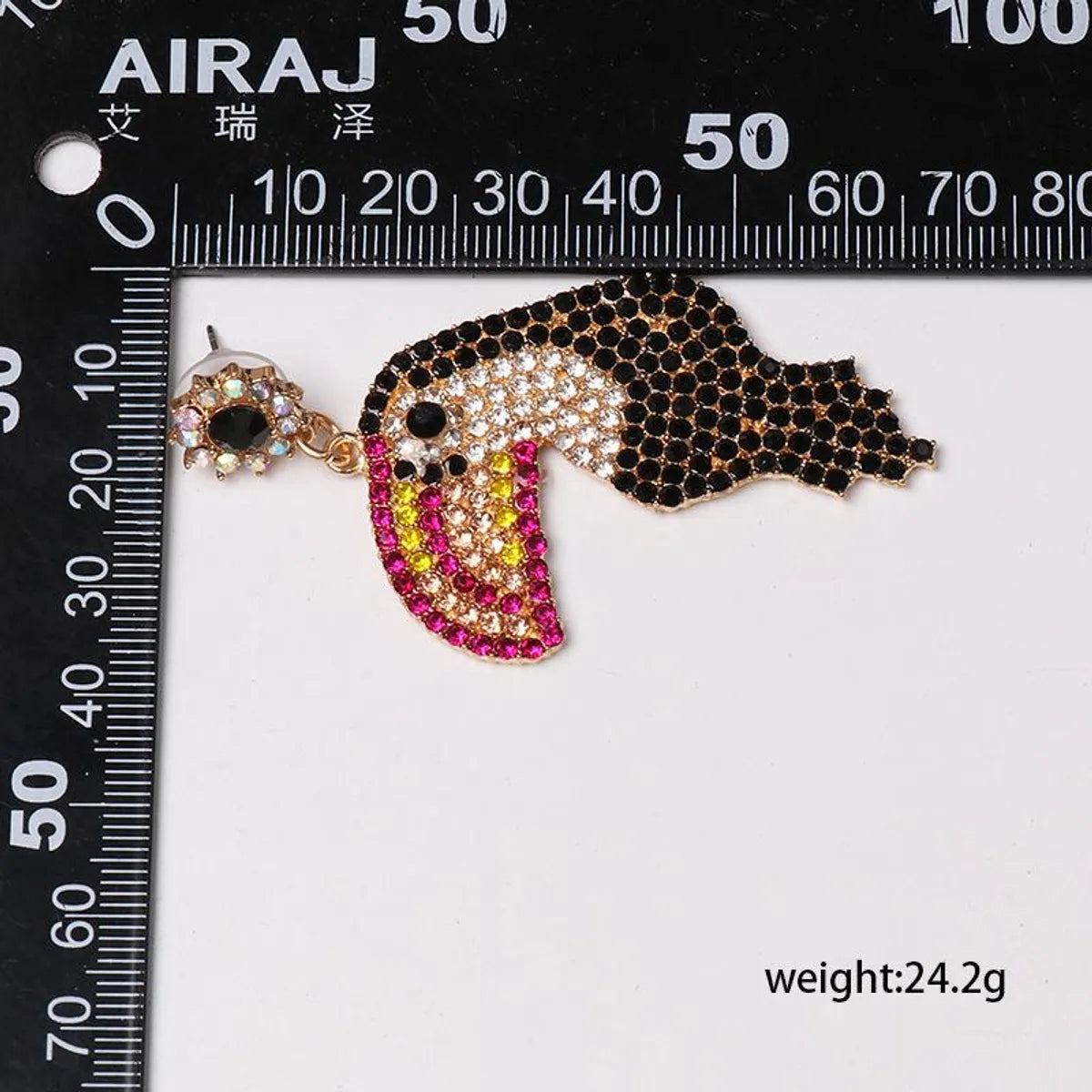 Colored Diamond-studded Woodpecker Stud Earrings Nhjj154488