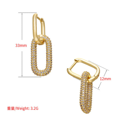 Colored Diamonds Double Rectangular Earrings Wholesale Jewelry Gooddiy