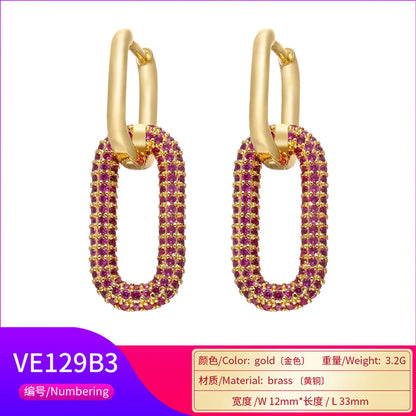 Colored Diamonds Double Rectangular Earrings Wholesale Jewelry Gooddiy