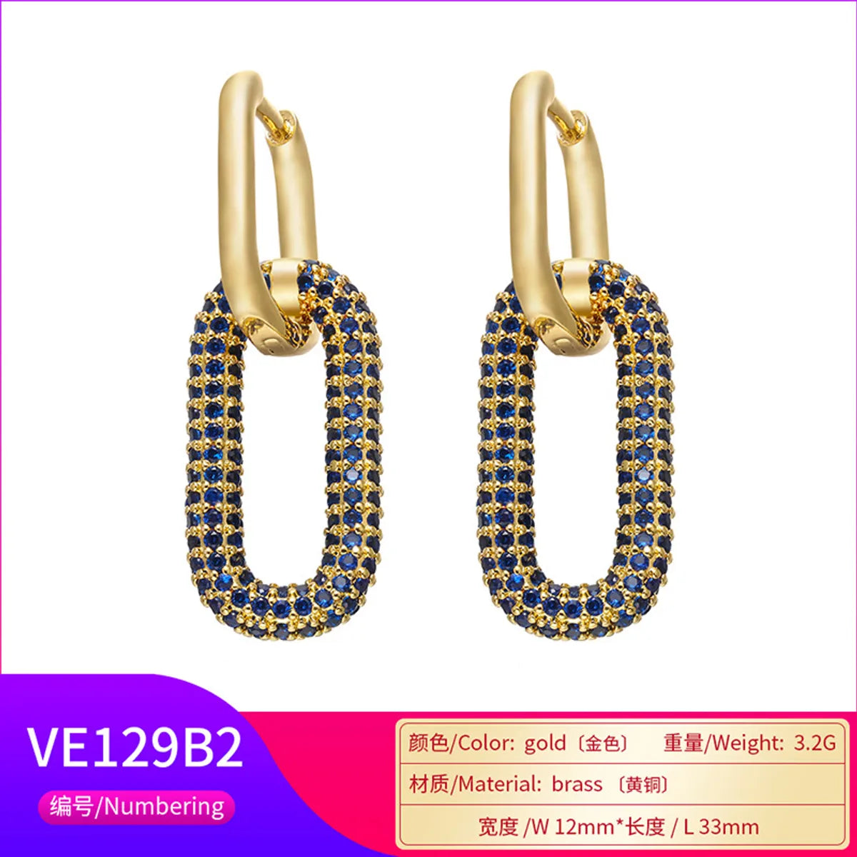 Colored Diamonds Double Rectangular Earrings Wholesale Jewelry Gooddiy