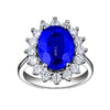 Colored Gem Ring Sapphire Tanzanite Opening Adjustable Geometric Diamond Style For Women