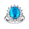 Colored Gem Ring Sapphire Tanzanite Opening Adjustable Geometric Diamond Style For Women