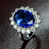 Colored Gem Ring Sapphire Tanzanite Opening Adjustable Geometric Diamond Style For Women
