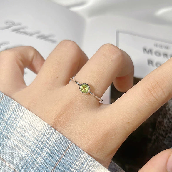 Colored Gemstone Ring Women's S925 Sterling Silver Geometric Princess Style Set With Gemstones