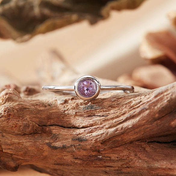 Colored Gemstone Ring Women's S925 Sterling Silver Geometric Princess Style Set With Gemstones