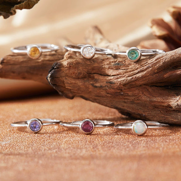 Colored Gemstone Ring Women's S925 Sterling Silver Geometric Princess Style Set With Gemstones