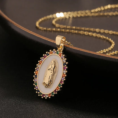 Colored Zircon Drop Oil Retro Women's Religious Pendant Jewelry