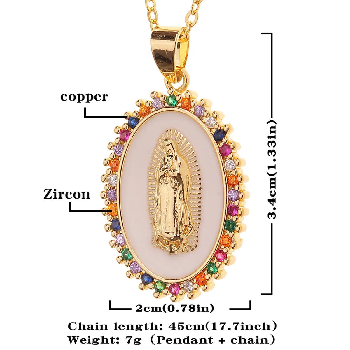 Colored Zircon Drop Oil Retro Women's Religious Pendant Jewelry