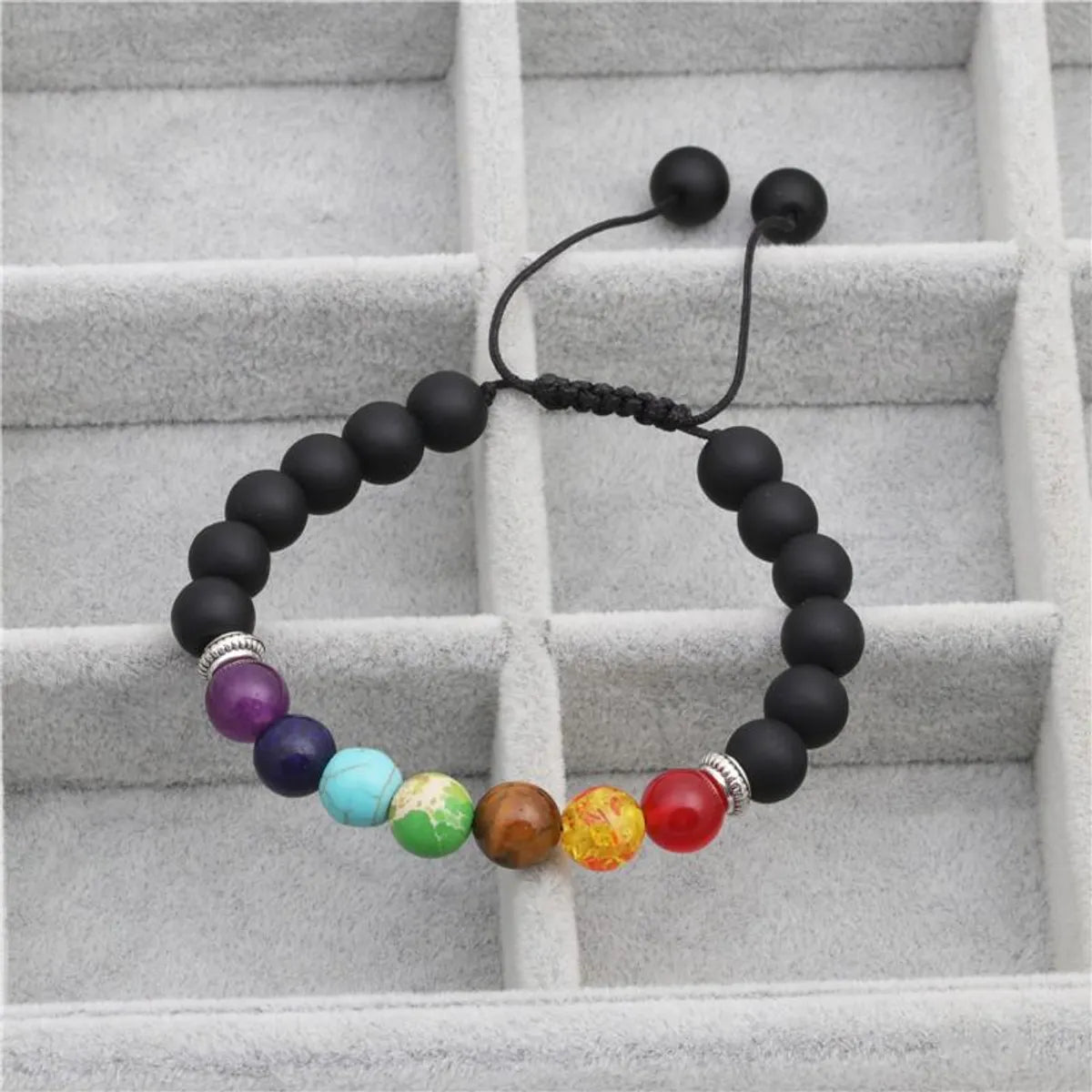 Colorful All Natural Stone Woven Seven Chakra Bracelet Nhyl147873