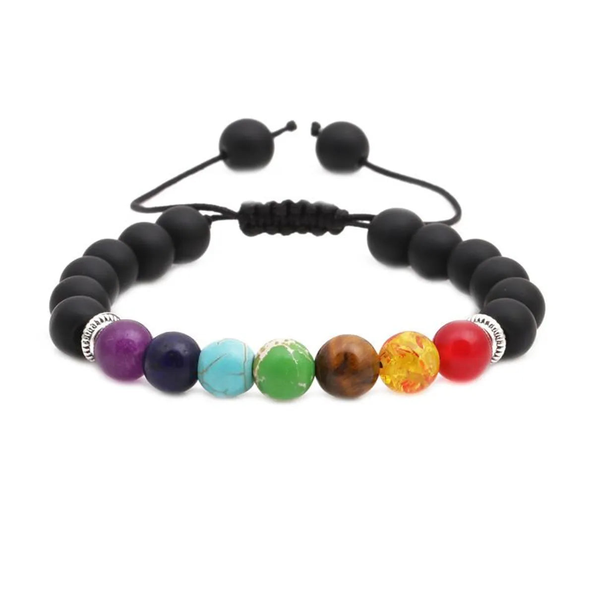 Colorful All Natural Stone Woven Seven Chakra Bracelet Nhyl147873