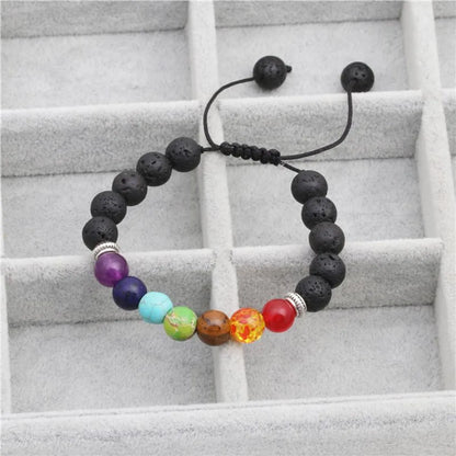 Colorful All Natural Stone Woven Seven Chakra Bracelet Nhyl147873