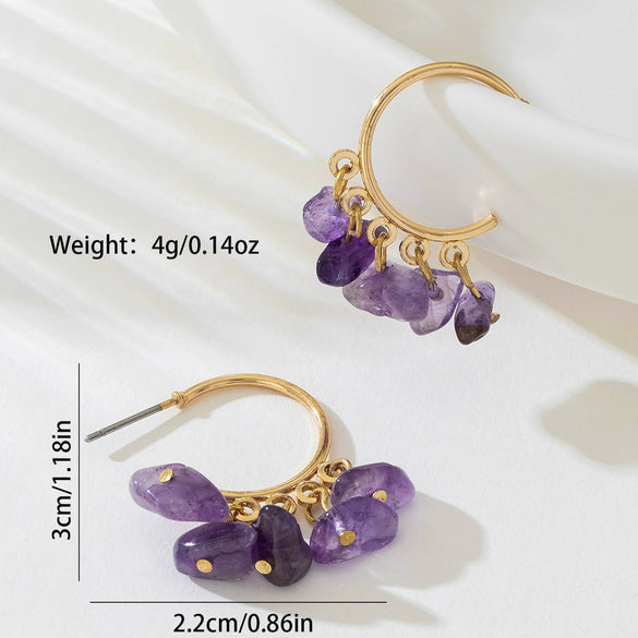 Colorful C Shaped Stone Earrings Sweet Versatile Creative Enamel Gravel Earrings Holiday Style