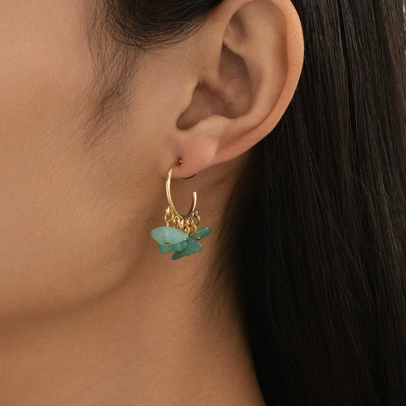 Colorful C Shaped Stone Earrings Sweet Versatile Creative Enamel Gravel Earrings Holiday Style