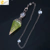 Colorful Crystal Pendulum Pendant With Natural Gravel Resin And Antique Finish Hexagon Cone Shape Electroplated Fashion Jewelry