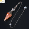 Colorful Crystal Pendulum Pendant With Natural Gravel Resin And Antique Finish Hexagon Cone Shape Electroplated Fashion Jewelry