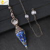 Colorful Crystal Pendulum Pendant With Natural Gravel Resin And Antique Finish Hexagon Cone Shape Electroplated Fashion Jewelry