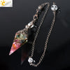 Colorful Crystal Pendulum Pendant With Natural Gravel Resin And Antique Finish Hexagon Cone Shape Electroplated Fashion Jewelry