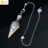 Colorful Crystal Pendulum Pendant With Natural Gravel Resin And Antique Finish Hexagon Cone Shape Electroplated Fashion Jewelry